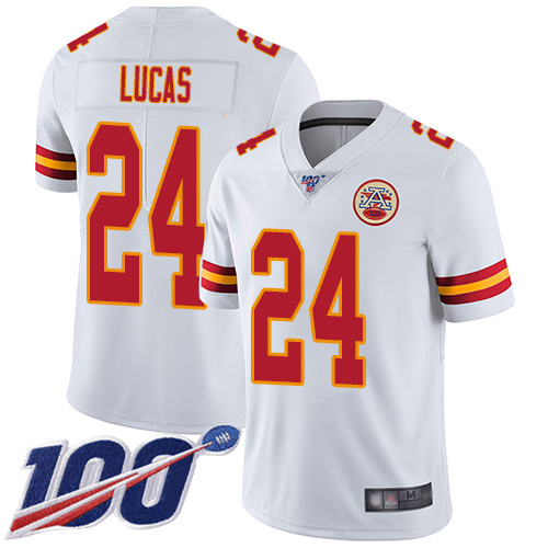 Men Kansas City Chiefs #24 Lucas Jordan White Vapor Untouchable Limited Player 100th Season Football Nike NFL Jersey